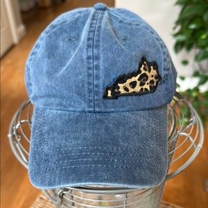 Blue Denim Cap with Leopard Patch